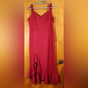 Elegant Red Sleeveless Dress, 2XL